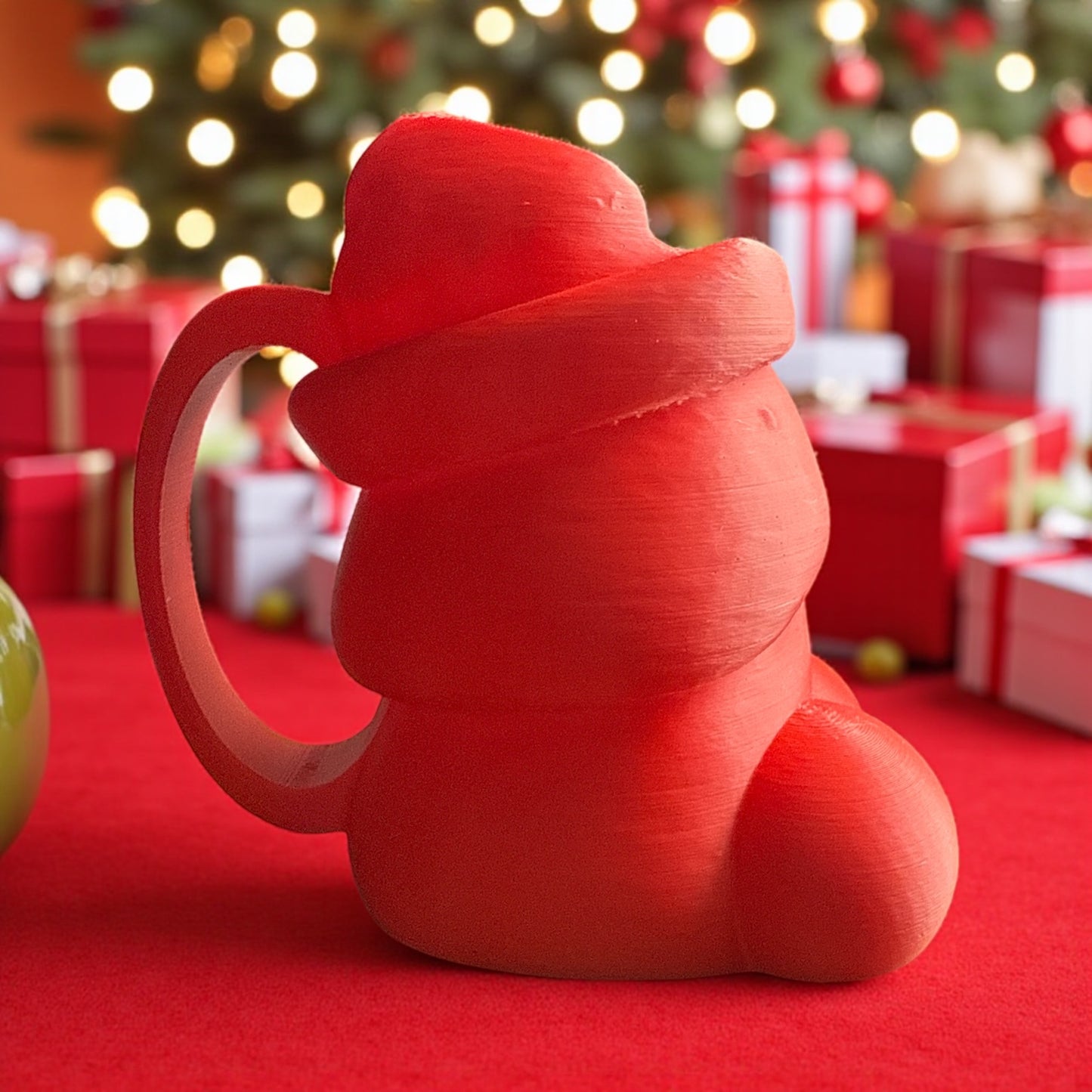 3D printed “Charlie the Chubby” Drinky thing  with his Santa hat.