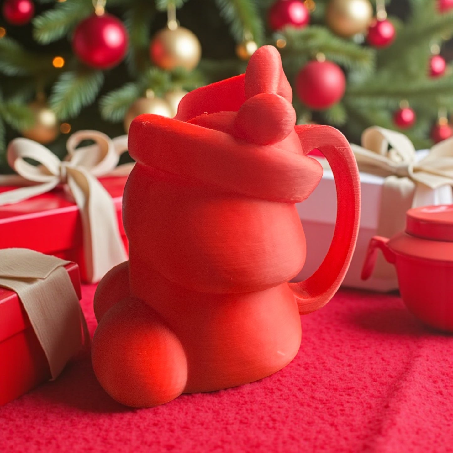 3D printed “Charlie the Chubby” Drinky thing  with his Santa hat.