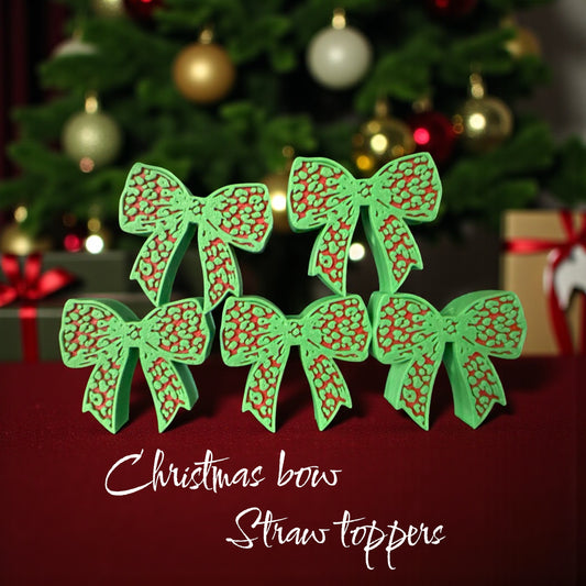 3d printed Leopard print, Christmas bow, straw toppers. Shipping included in price ♥️